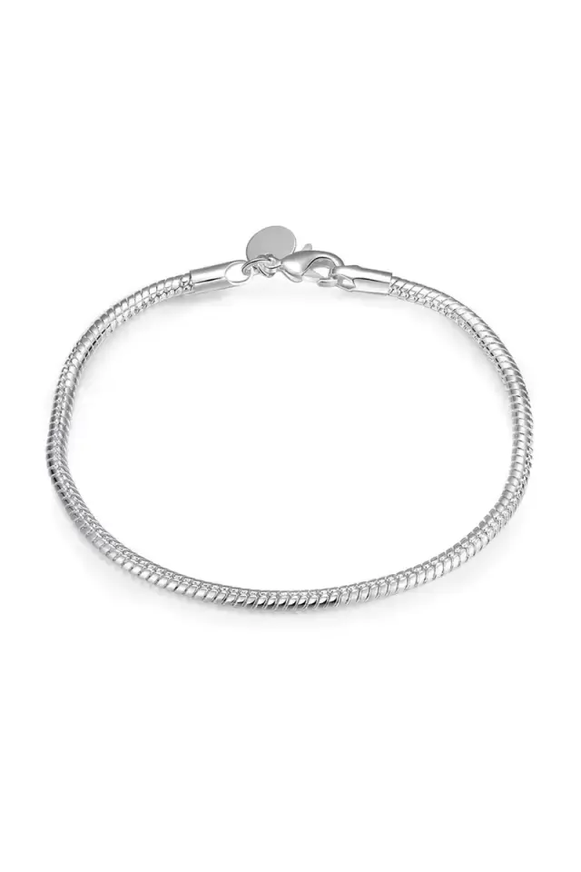 Bileklik 925 Ayar Gümüş Charm Takılabilir Kadın Erkek Unisex Gümüş Yılan Hediye
