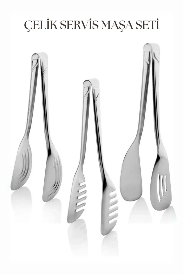 3’lü Servis Maşa Seti & Servis Seti & Sunum Servis Seti 22 Cm