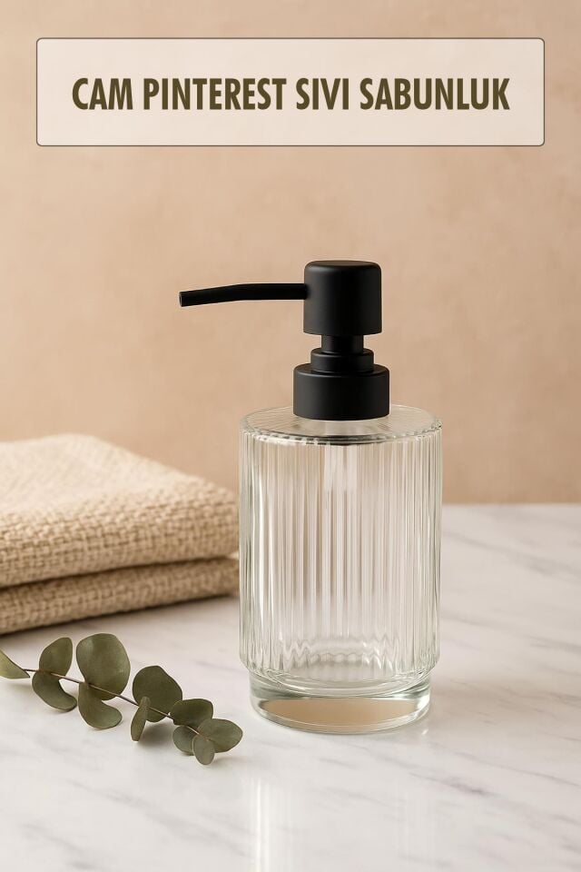 Cam Şeffaf Sıvı Sabunluk 200 ml Banyo Lavabo