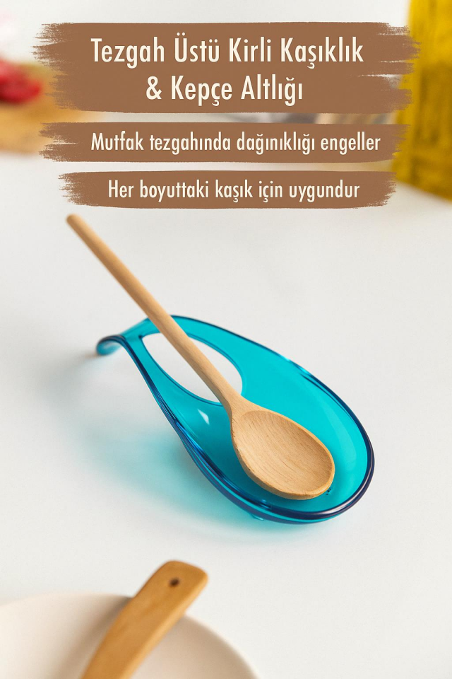 Akrilik Aquamarin Tezgah Üstü Kirli Kaşıklık & Kepçe Altlığı