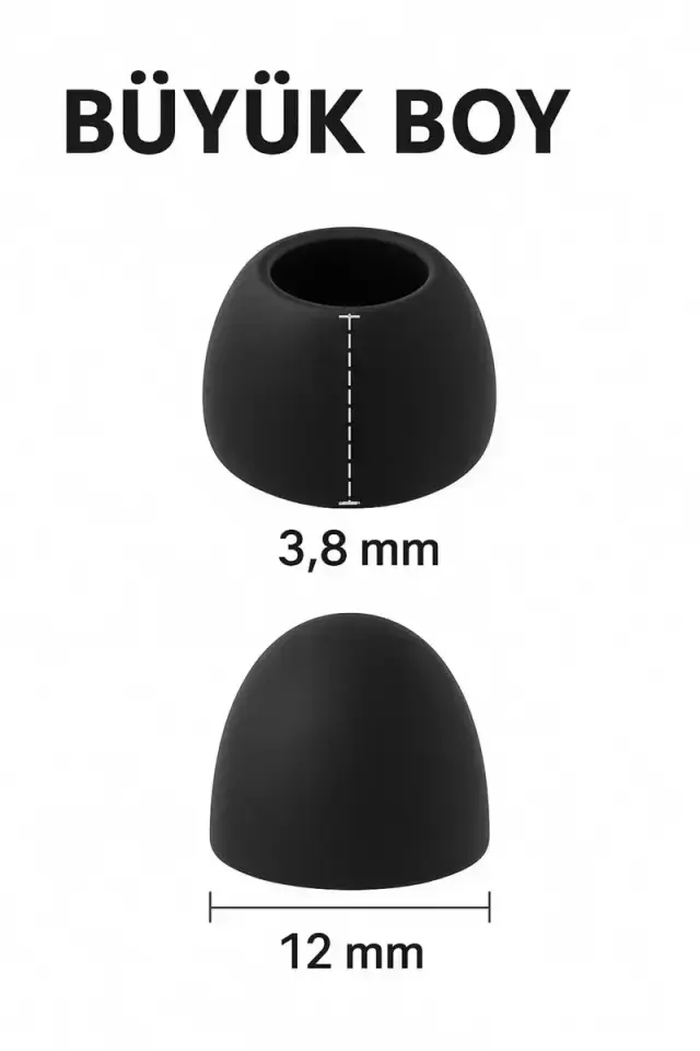 1 Çift 2 Adet Kulaklık Silikonu Samsung Uyumlu Büyük 12mm Siyah