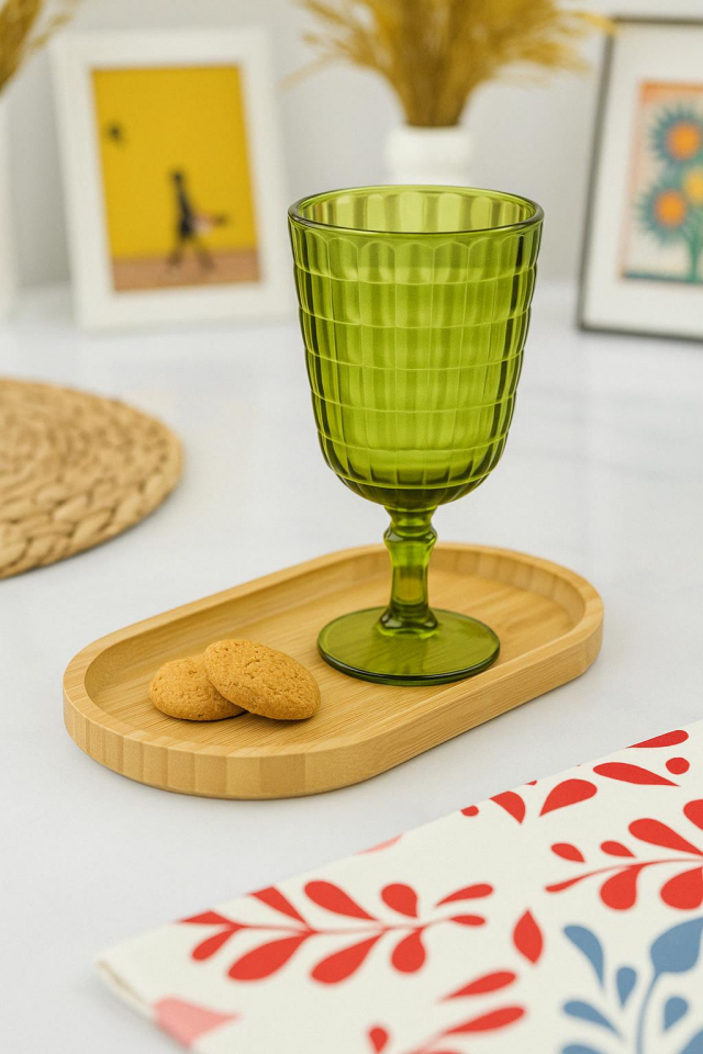 Allegra Koyu Yeşil Kadeh Bardak - 450 ml Tekli Akrilik Malzeme - Cam Değildir Kırılmaya Dayanıklı