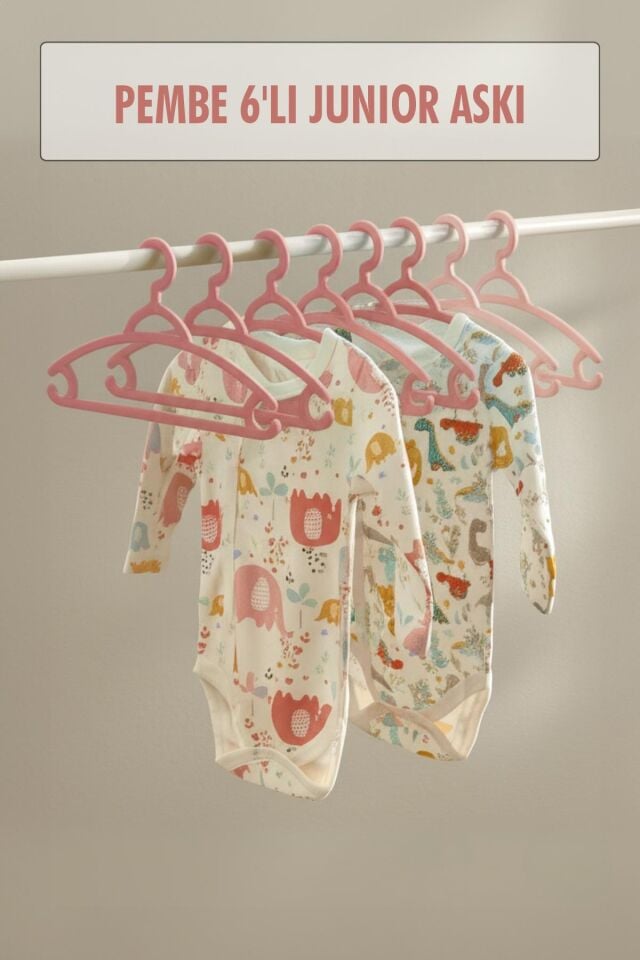 6’lı Bebek Askısı & Bebek Gardırop Askısı Pembe Set