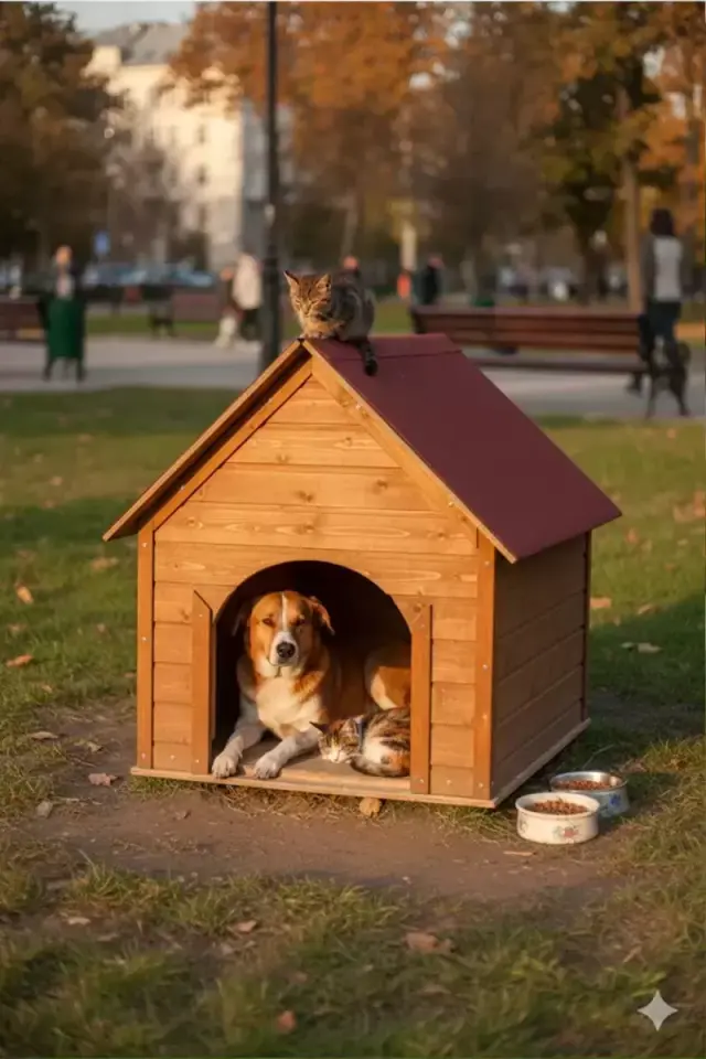 Suya Soğuğa Dayanıklı Lüks Büyük Boy Köpek Kulubesi Sokak Köpek Evi Kırmızı